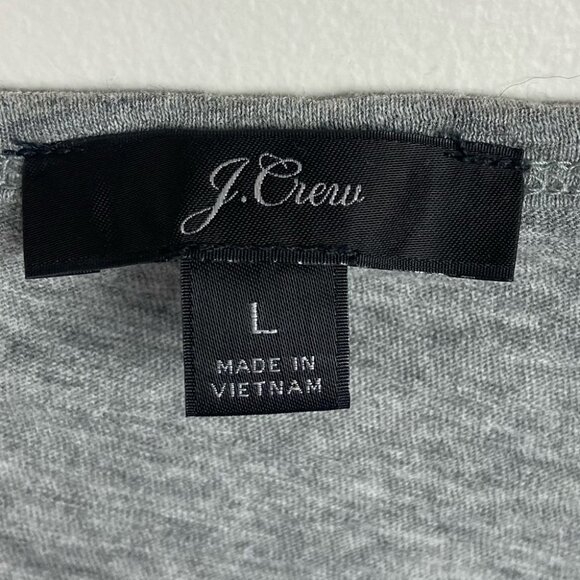 J Crew Ruffled Vintage Cotton Long Sleeve T-Shirt Grey Size Large Tee Crew Neck - Picture 4 of 13